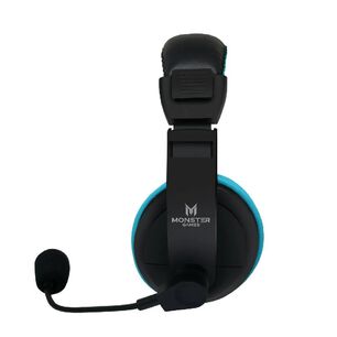 Aud&iacute;fonos Gamer Para Multiplataformas Con Micr&oacute;fono Monster Negro Con Azul