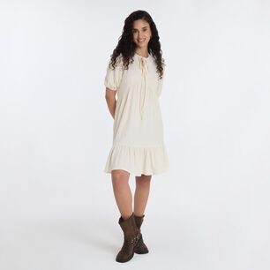 Vestido Con Amarras Manga Corta Cuello Redondo Mujer Freedom