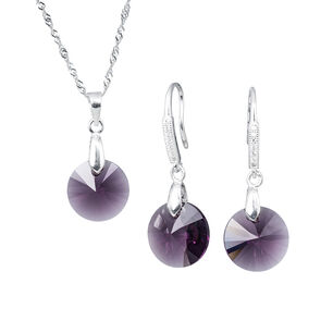 Collar Aros Conjunto Madrid Cristales Genuinos Amethyst