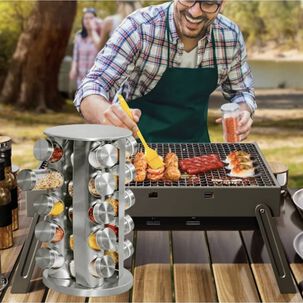 Condimenteros Especiero Giratorio Cocina 20 Frascos Color Plateado