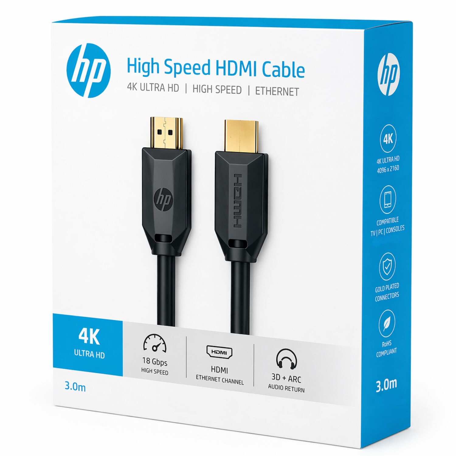 Cable Hdmi 2.0 Hp 4k High Speed 18 Gbps 3 Metros Dhc-h001 image number 0.0