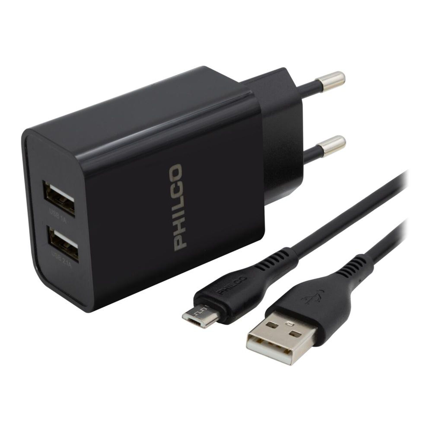 Cargador De Pared Philco 2.1 A Doble Usb C/cable Micro R2107 image number 1.0