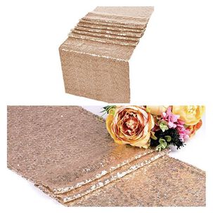 Mantel De Bandera De Mesa Cuadrada De Lentejuelas 275 &times; 30cm Oro Rosa