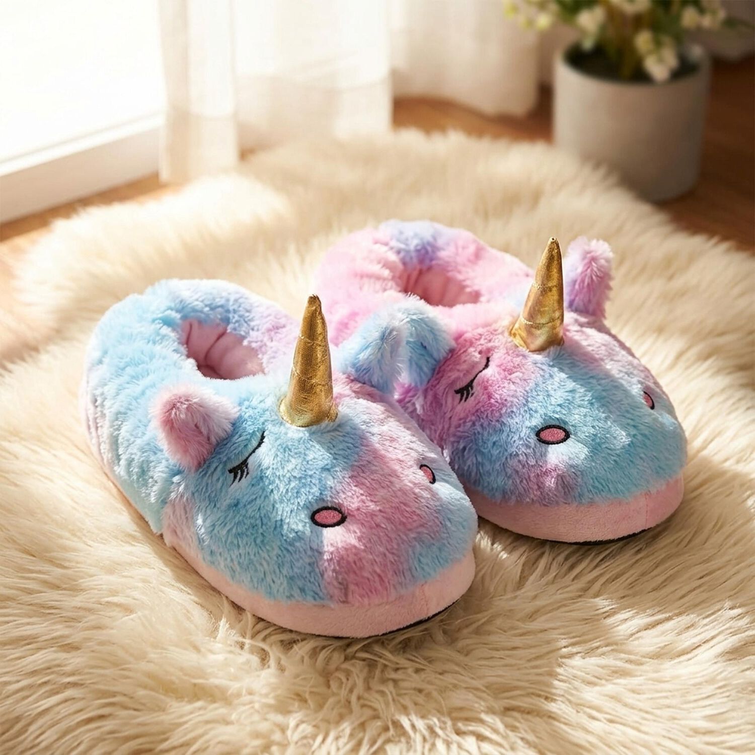 Pantuflas Rosadas -blancas De Unicornio Kawaii image number 4.0