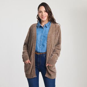 Tapado Chenille Abotonado Manga Larga Mujer Sexy Large