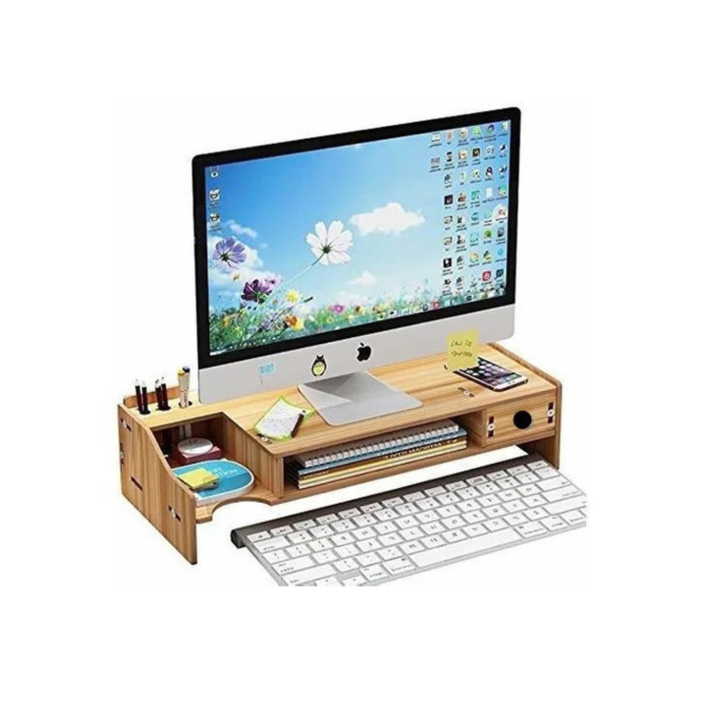 Soporte Elevador Para Monitor Organizador Armable De Madera image number 2.0