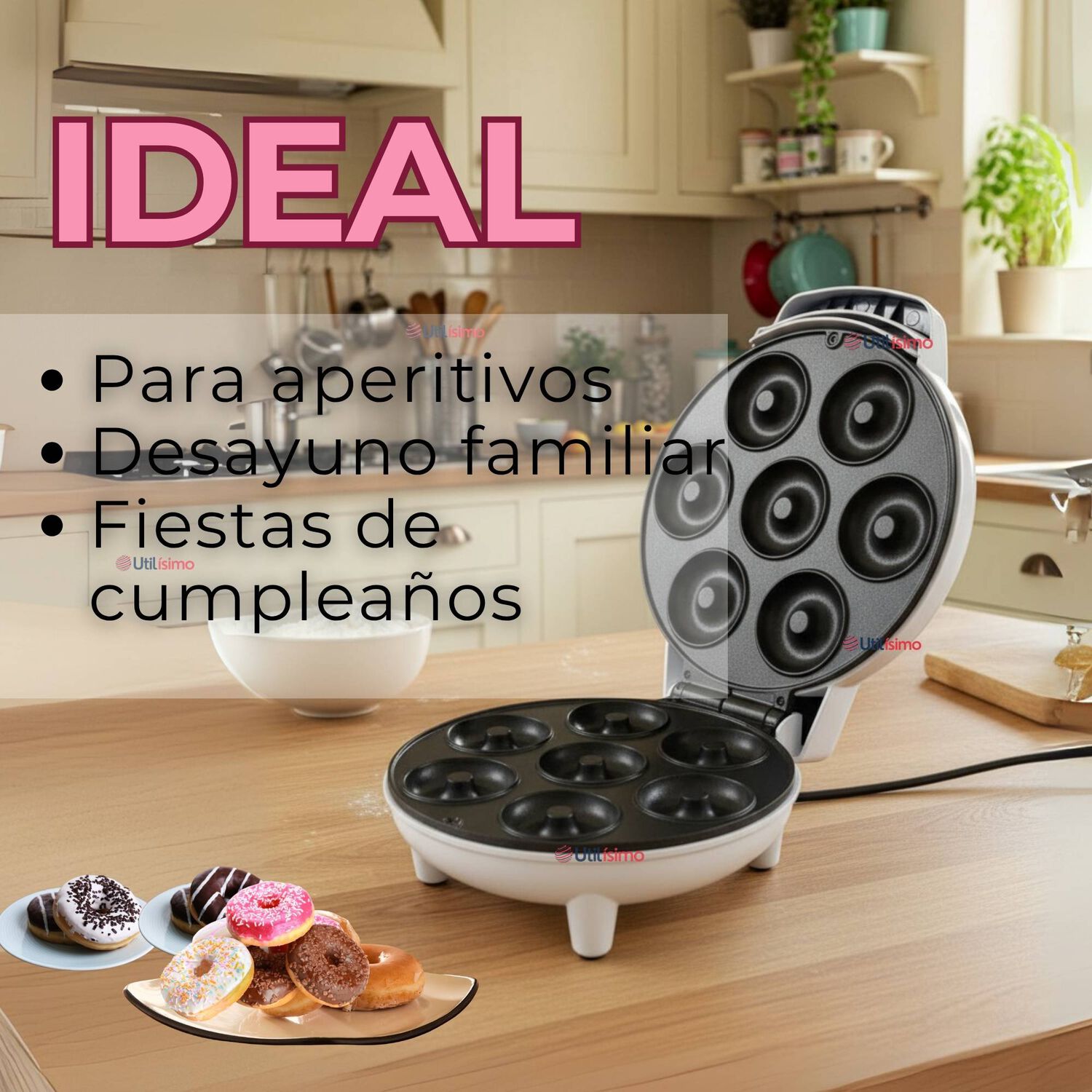 M&aacute;quina Mini Donas Antiadherente Capacidad 7 Minidonas 1200w De Potencia image number 8.0