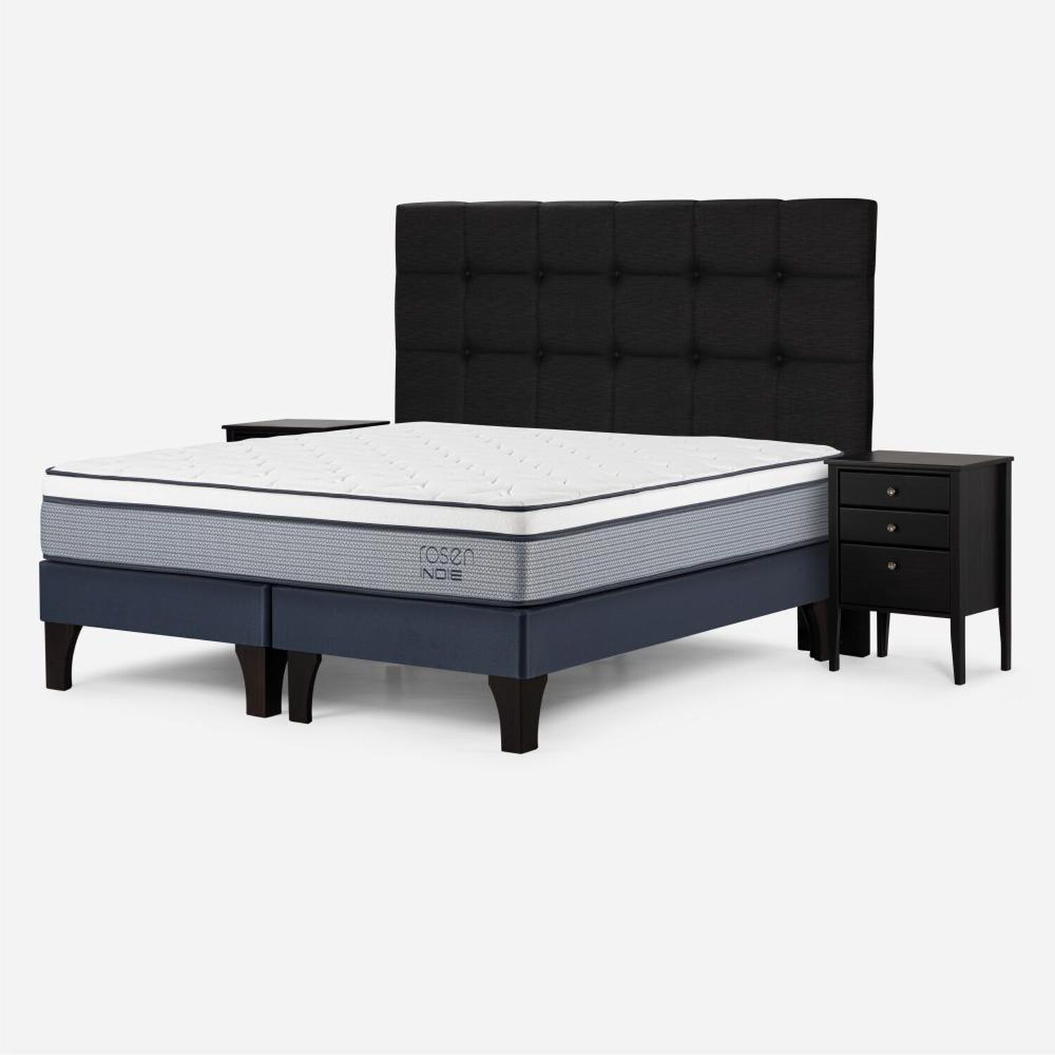 Cama Europea Rosen Indie / King / Base Dividida + Set De Maderas Issey Grafito image number 1.0