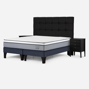 Cama Europea Rosen Indie / King / Base Dividida + Set De Maderas Issey Grafito