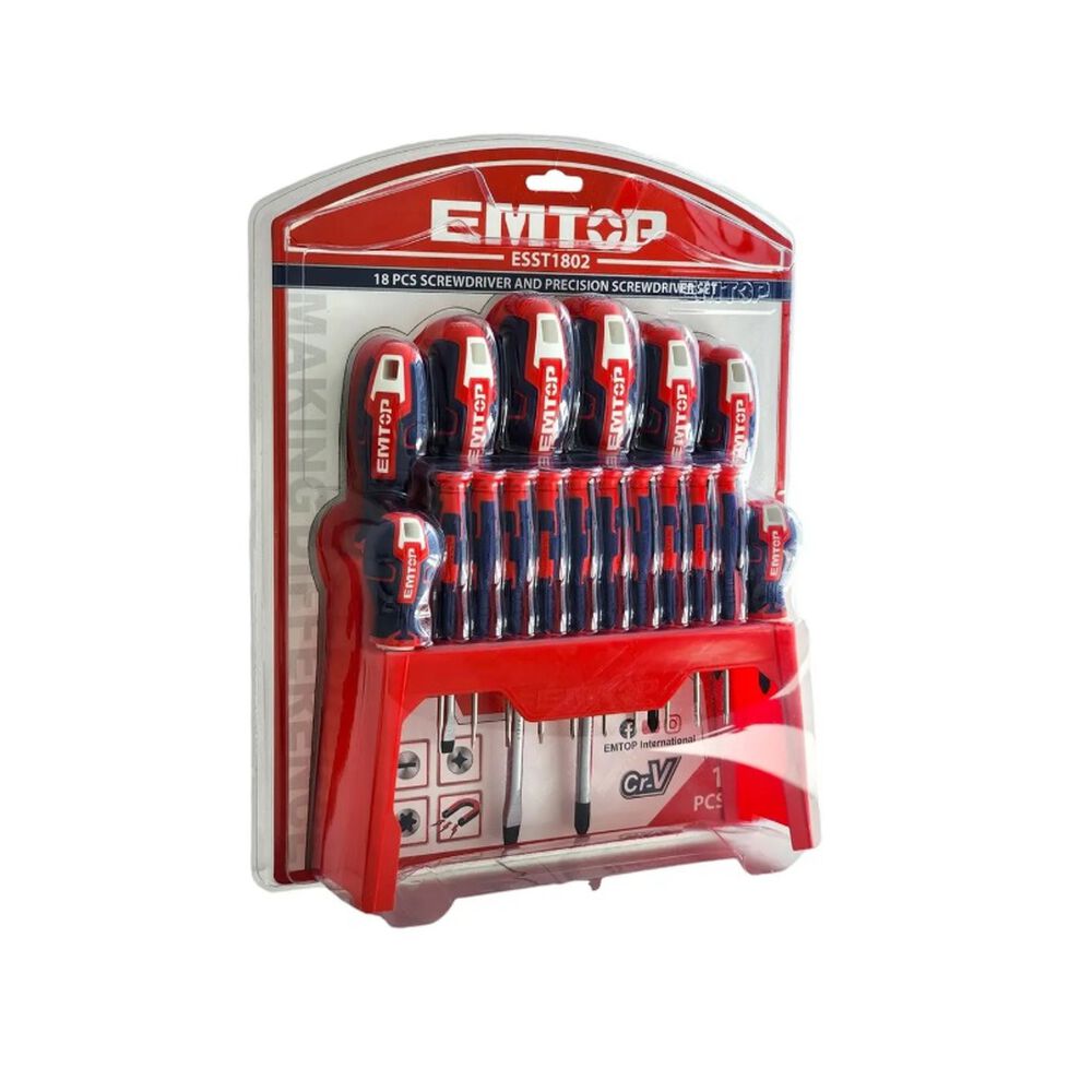 Pack De Destornilladores Emtop 18 Piezas Esst1802 image number 1.0