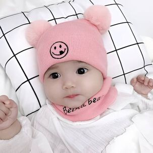 Gorro Con Cuello Para Beb&eacute; Orejitas Oso Para Invierno