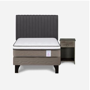 Cama Europea Rosen New Style 6 / 1.5 Plazas / Base Normal + Set De Maderas Lucio