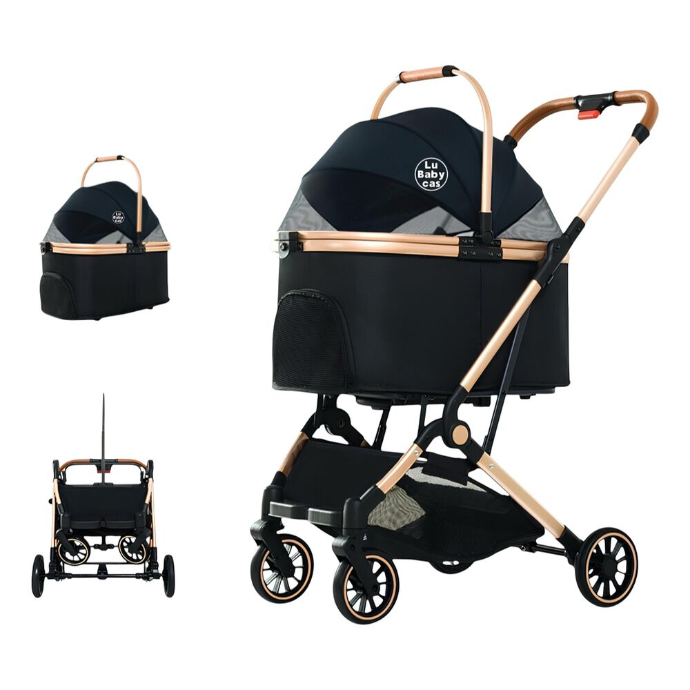 Coche Para Mascotas Premium 2 En 1 C106 Negro Lubabycas image number 8.0