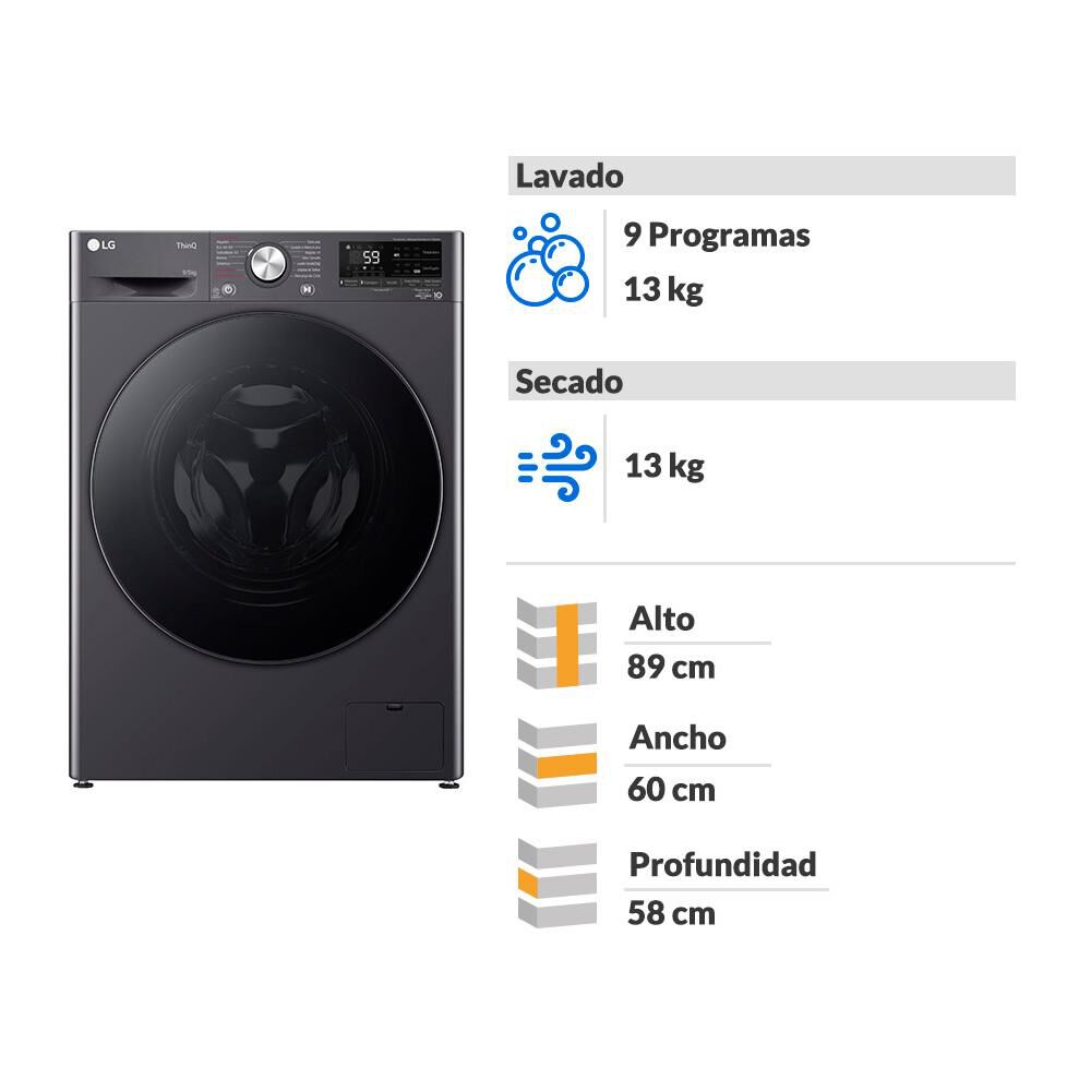 Lavadora Secadora LG WD9MVC4S6 / 9 Kg / 5 Kg image number 1.0