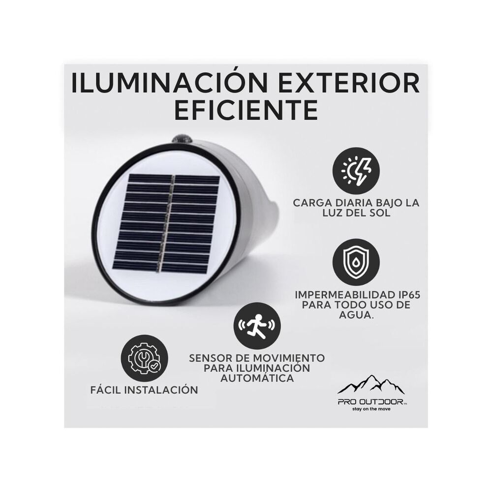 Pack 4 Aplique Led Solar Para Exterior Negro image number 6.0