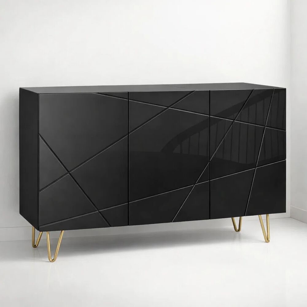 Buffet Moderno Luxline Negro Con Patas Doradas image number 0.0