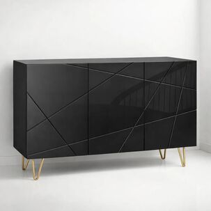 Buffet Moderno Luxline Negro Con Patas Doradas