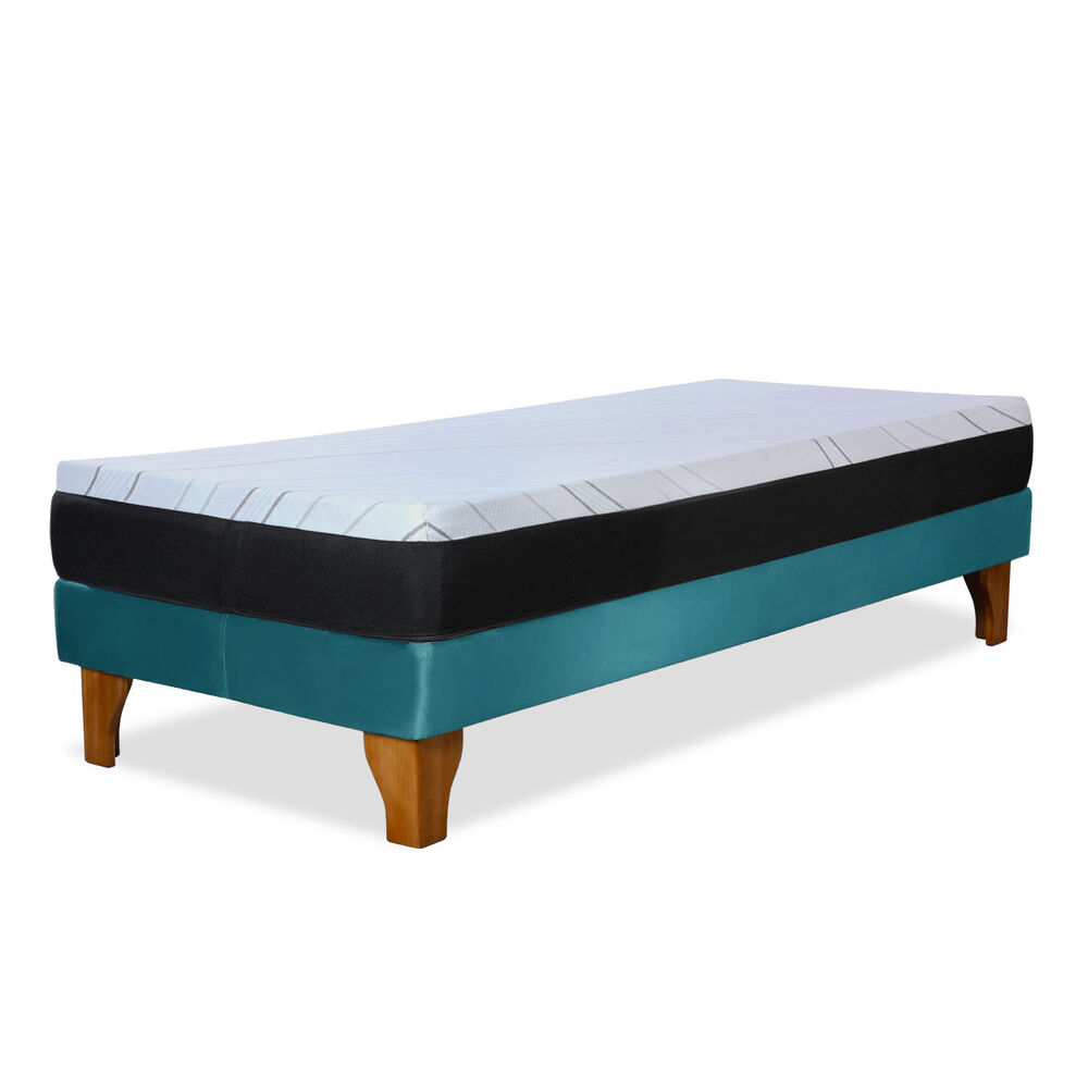 Cama Europea Zen Pro 1.5 Plazas Tela Velvet Turquesa image number 3.0