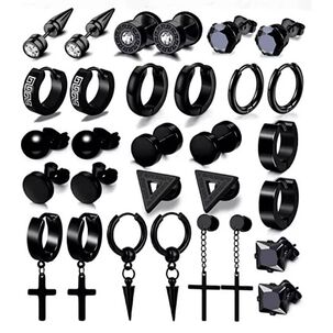 Pack 15 Pares Aretes Hombre Con Piercing, Arracadas Hombre