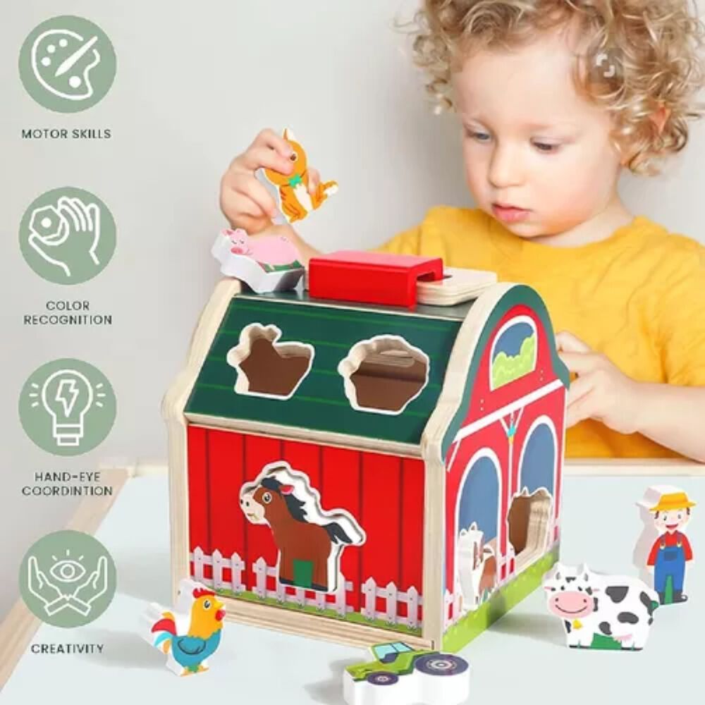 Juguete Encaje Granja Animales De Madera Didáctico Niños image number 2.0