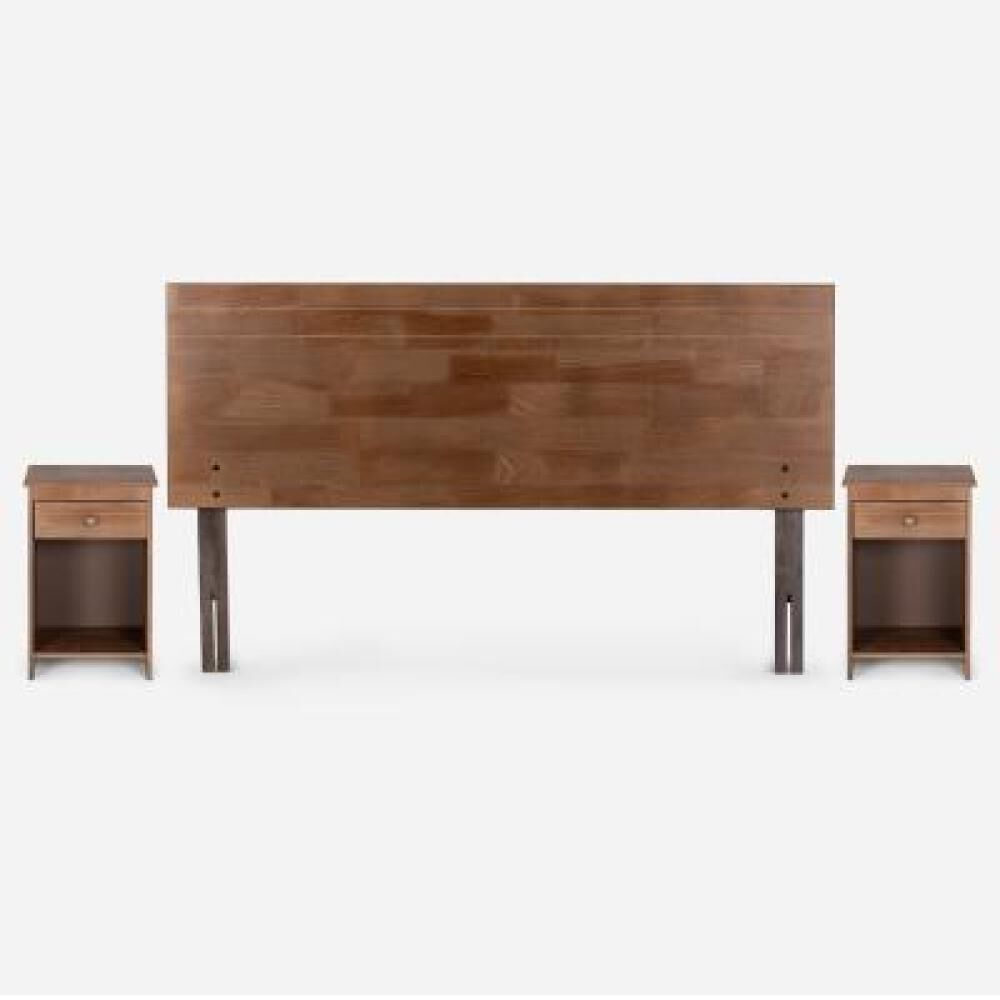 Cama Europea Rosen Wave / 2 Plazas / Base Normal + Set De Maderas Tabor Caramelo image number 8.0