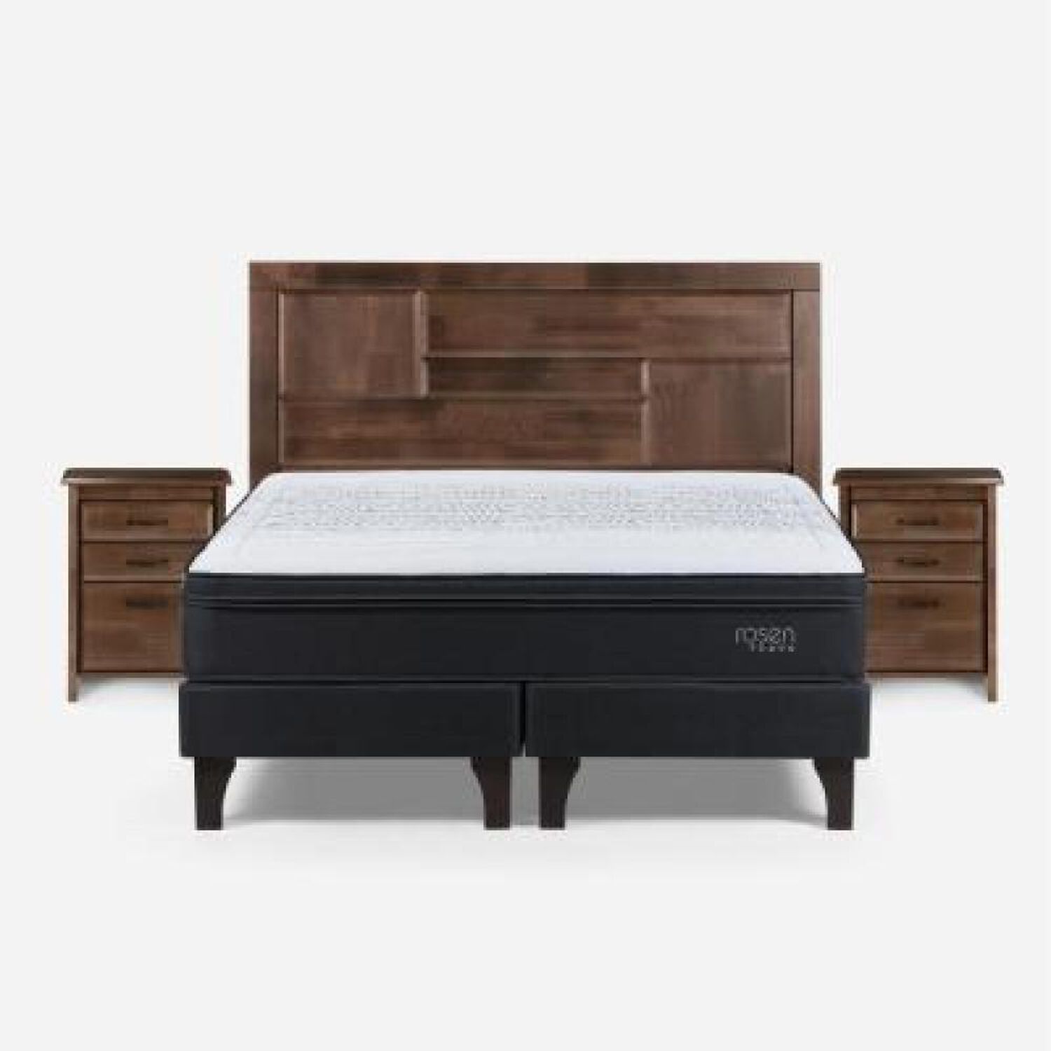 Cama Europea Rosen Tempo / 2 Plazas / Base Dividida + Set De Maderas Dolce image number 10.0