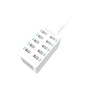 Estaci&oacute;n De Carga M&oacute;vil Usb-a De 10 Puertos Carga Rapida 60w Compatible Con Samsung, Lphone, Lpad Y Mas &ndash; Blanco