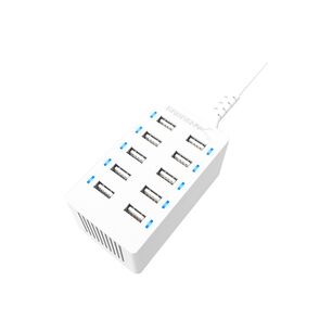 Estaci&oacute;n De Carga M&oacute;vil Usb-a De 10 Puertos Carga Rapida 60w Compatible Con Samsung, Lphone, Lpad Y Mas &ndash; Blanco