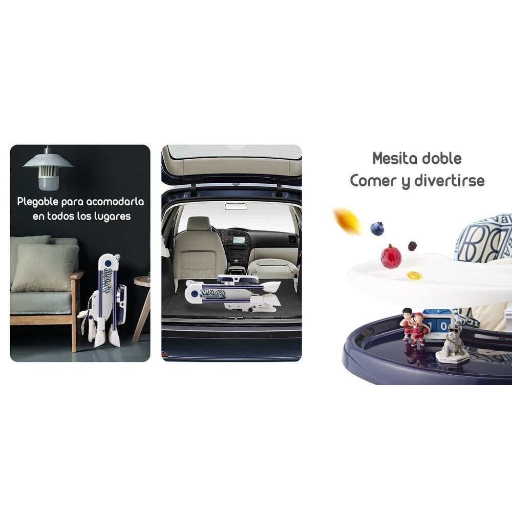 Silla De Comer Multiposiciones Con Ruedas Rosada image number 5.0