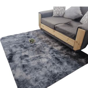 Alfombra Para Living Peluda Tipo Shaggy Medida 180cm X 200cm Color Gris Jaspeado