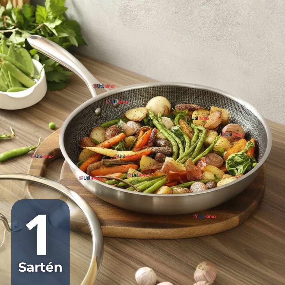 Sartén Acero Inoxidable Antiadherente 24cm Para Cocinar Freír Saltear image number 0.0