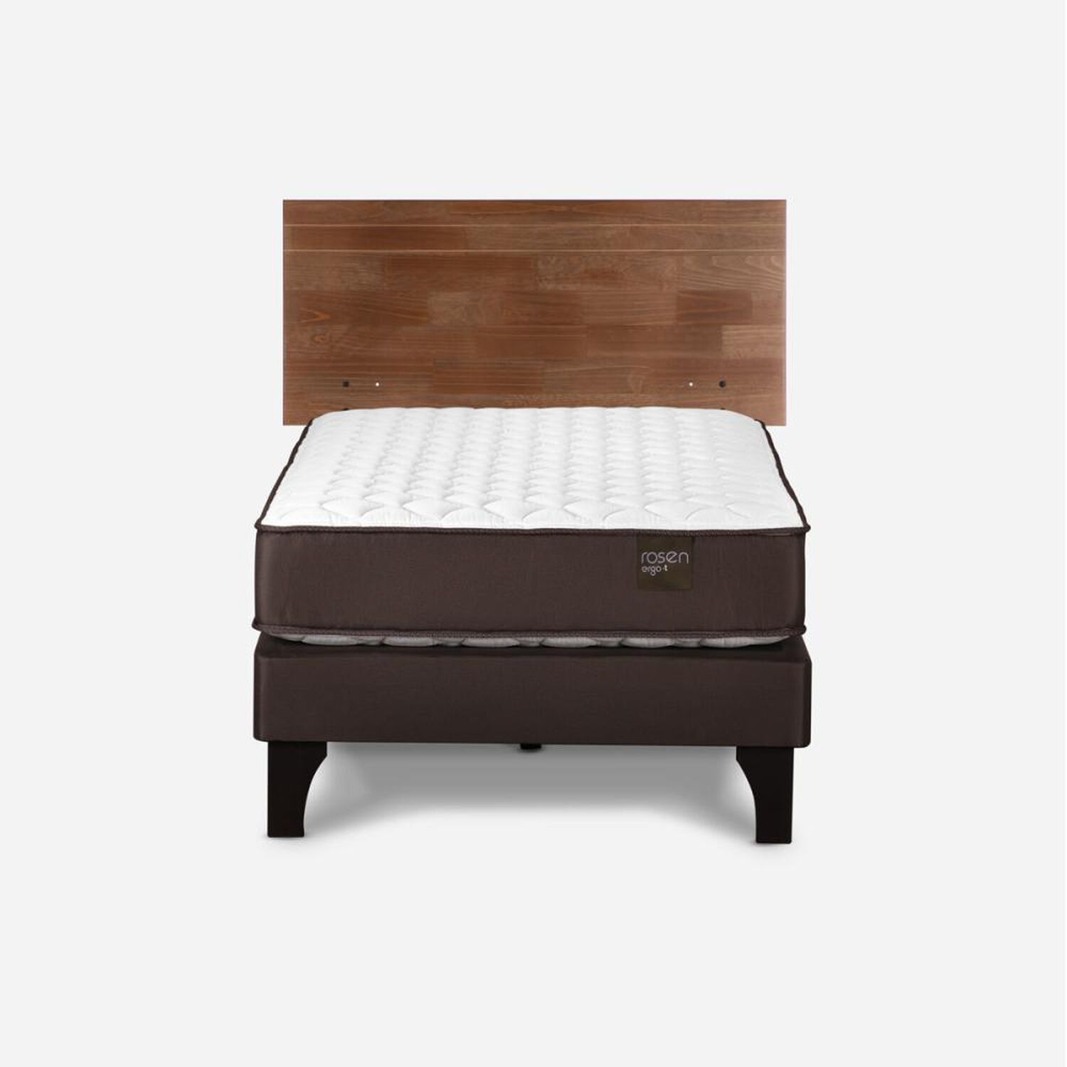 Cama Europea Rosen Ergo T / 1.5 Plazas / Base Normal + Respaldo Tabor Caramelo image number 0.0