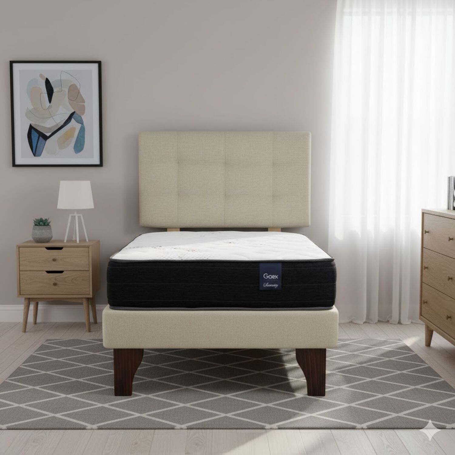 Cama Europea 1 Plaza 190 Respaldo Ginebra image number 0.0