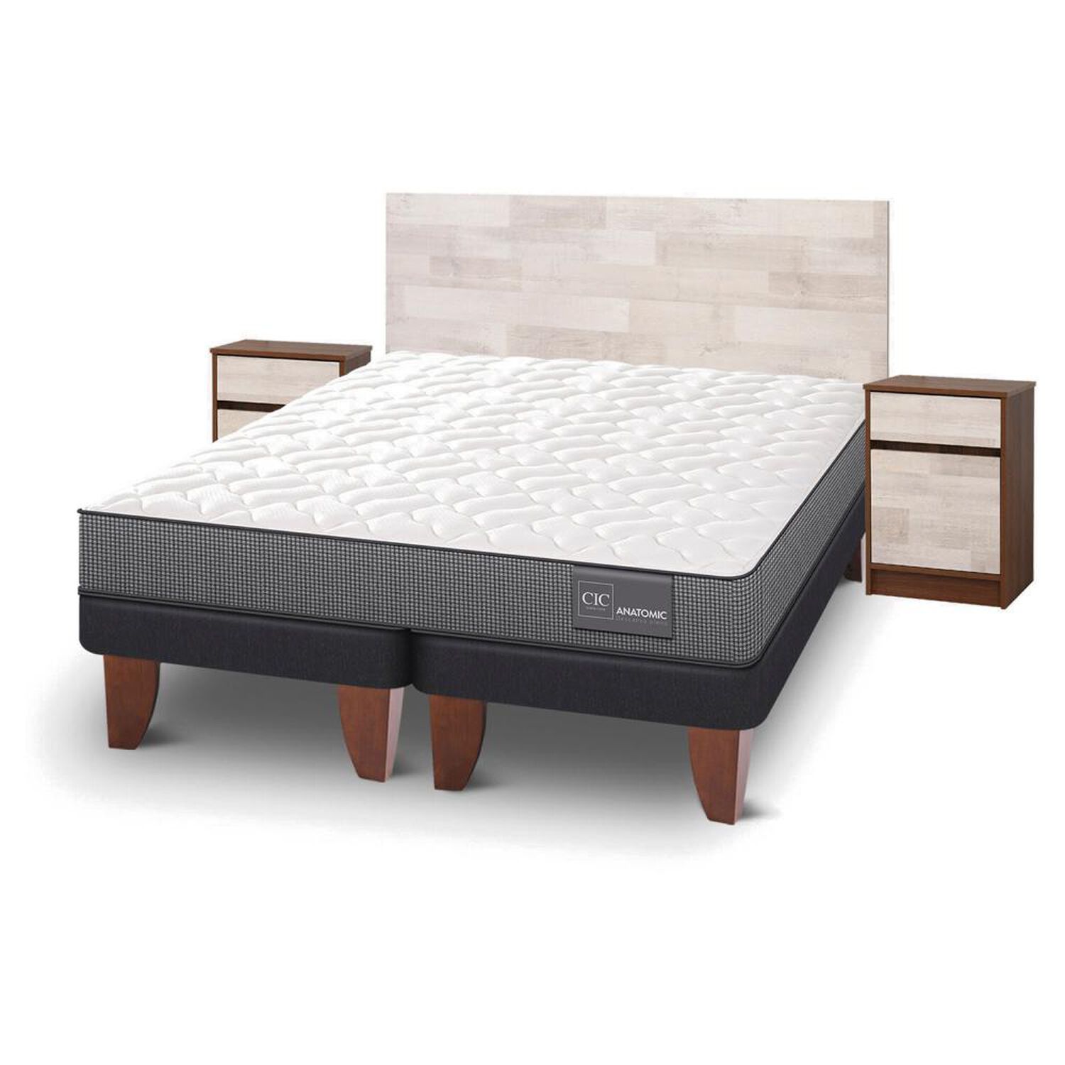 Cama Europea Cic Anatomic / 2 Plazas / Base Dividida + Set De Maderas image number 2.0