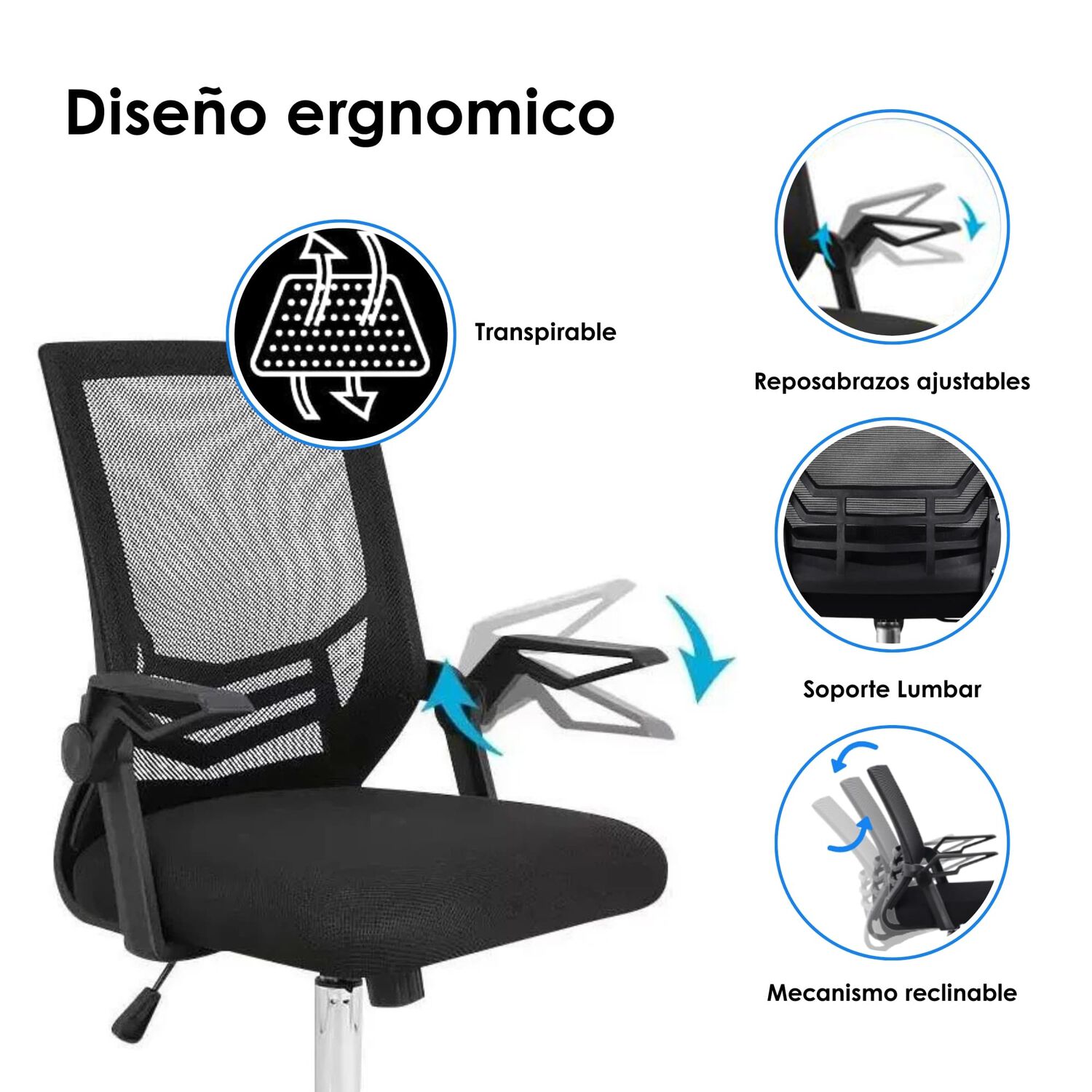 Silla De Oficina Ejecutiva Liverpool Ergonomica Color Negro Bm-813 Arthome image number 2.0