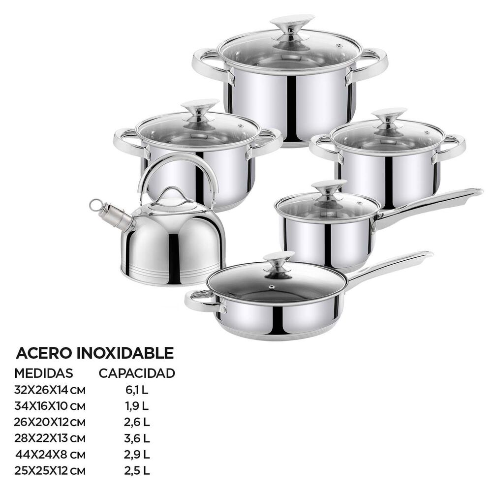 Bater&iacute;a 12 Piezas Acero Inoxidable Cl&aacute;sica image number 2.0