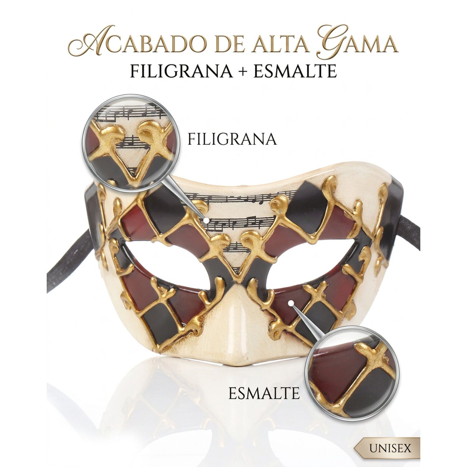 M&aacute;scara Veneciana Sexy Arlequ&iacute;n Para Fiesta Mascarada Unisex image number 11.0
