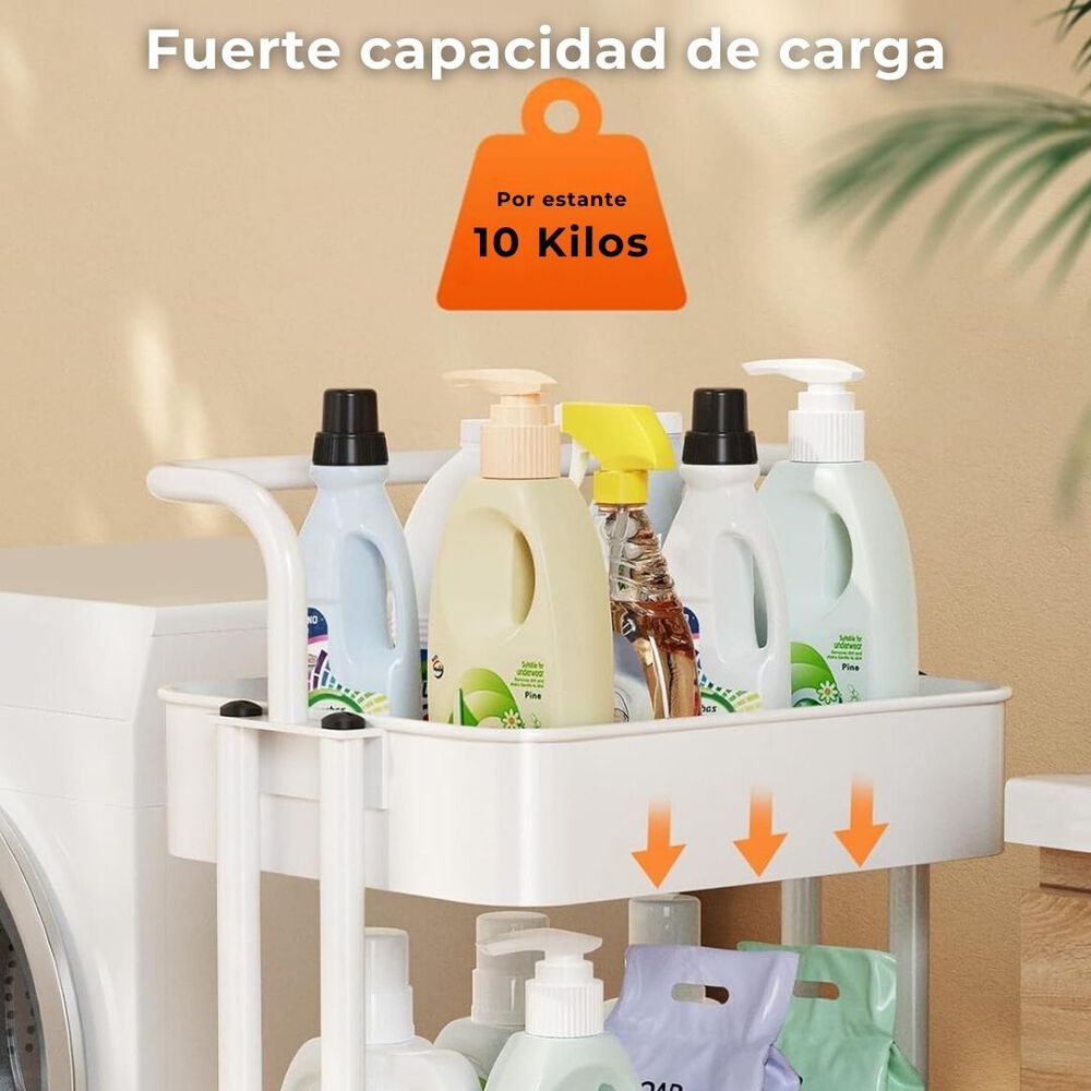 Carrito De Almacenamiento Organizador 3 Niveles Con Ruedas Color Blanco image number 8.0