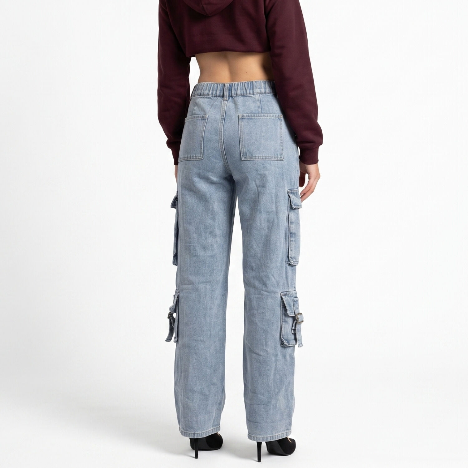 Pantalon Jeans Denim Cargo Wide Leg Mujer Niza image number 1.0