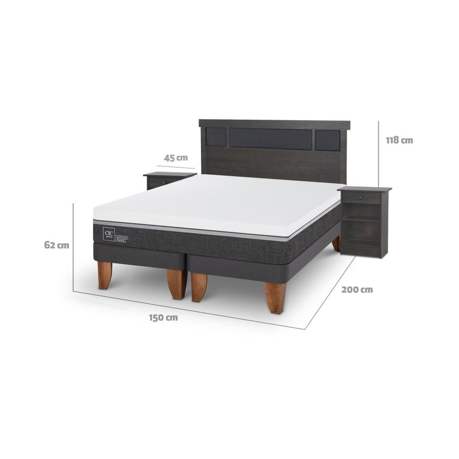 Cama Europea Cic Ortopedic Advance / 2 Plazas / Base Dividida + Set De Maderas image number 5.0