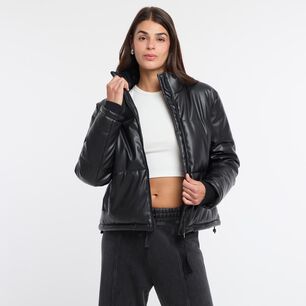 Parka Puffa Ecocuero Regular Cuello Alto Mujer Rolly Go
