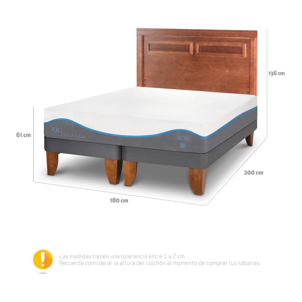 Cama Europea Cic Alaska / King / Base Dividida + Respaldo image number 2.0
