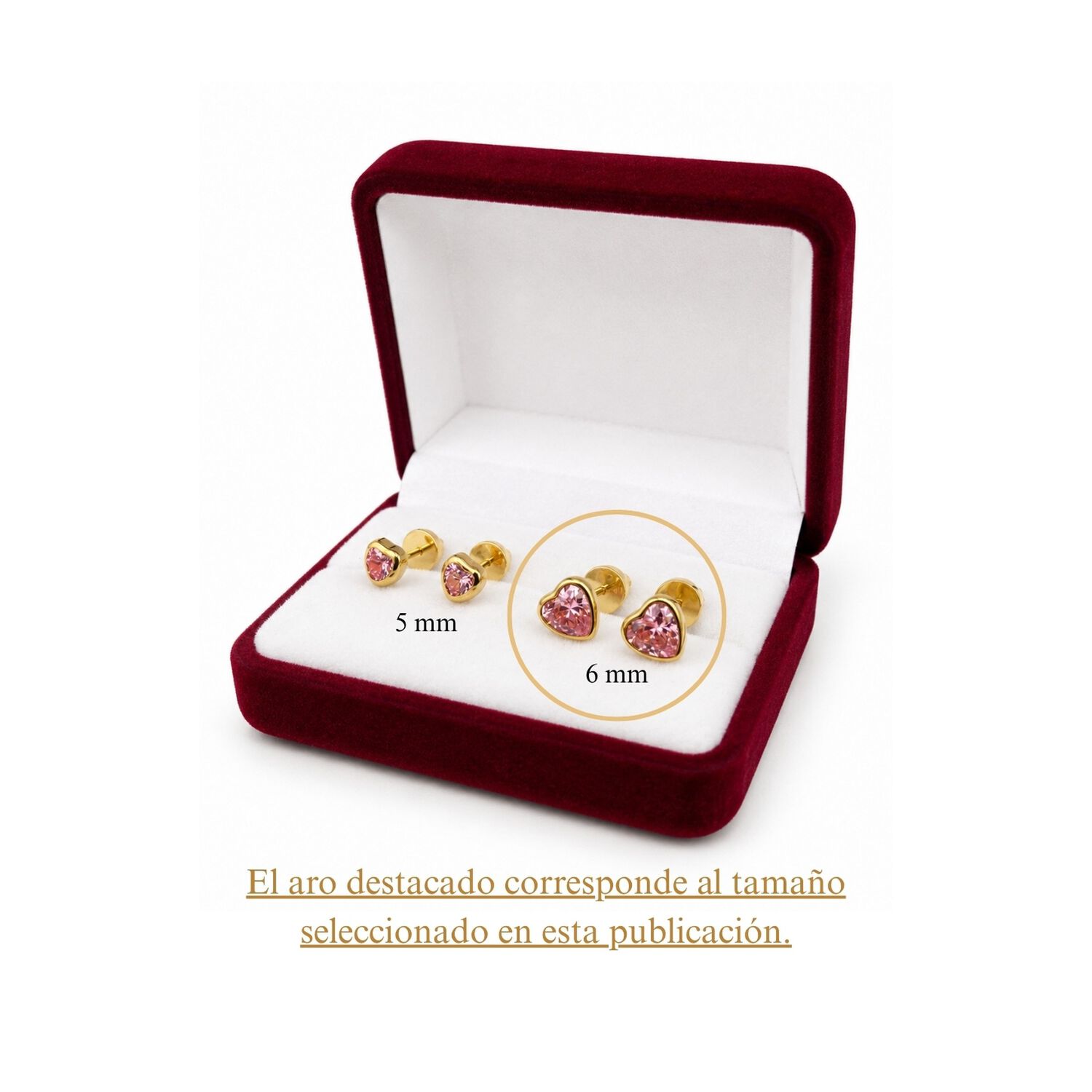 Aros Abridores Coraz&oacute;n 6mm Oro 18k Tope A Presi&oacute;n Ni&ntilde;as Jovenes image number 8.0