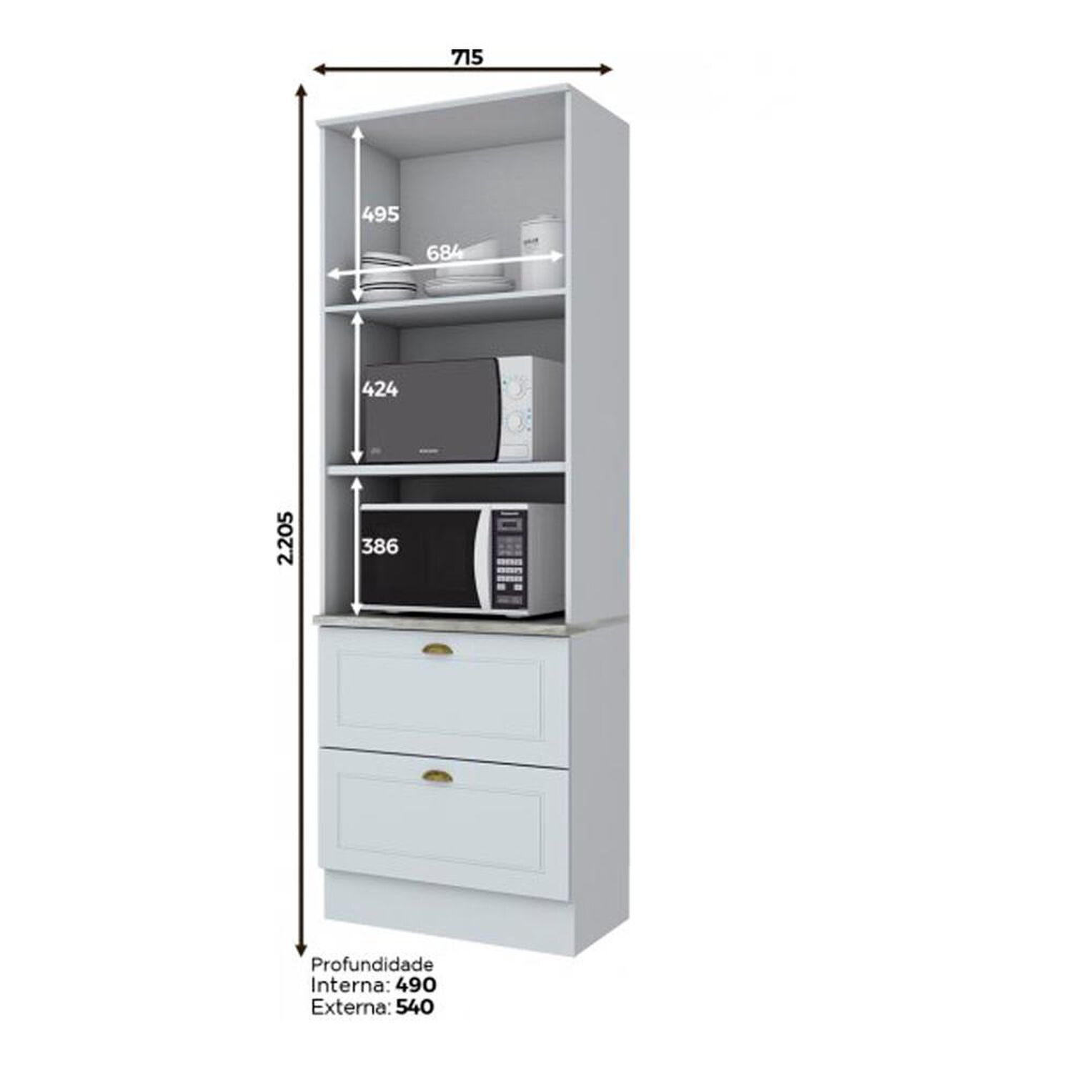 Mueble De Cocina Home Mobili Mueble Cocina Americana / 2 Puertas / 2 Cajones image number 2.0