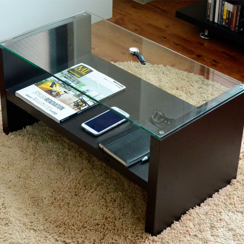 Mesa De Centro Walnut Rectangular De Vidrio image number 2.0
