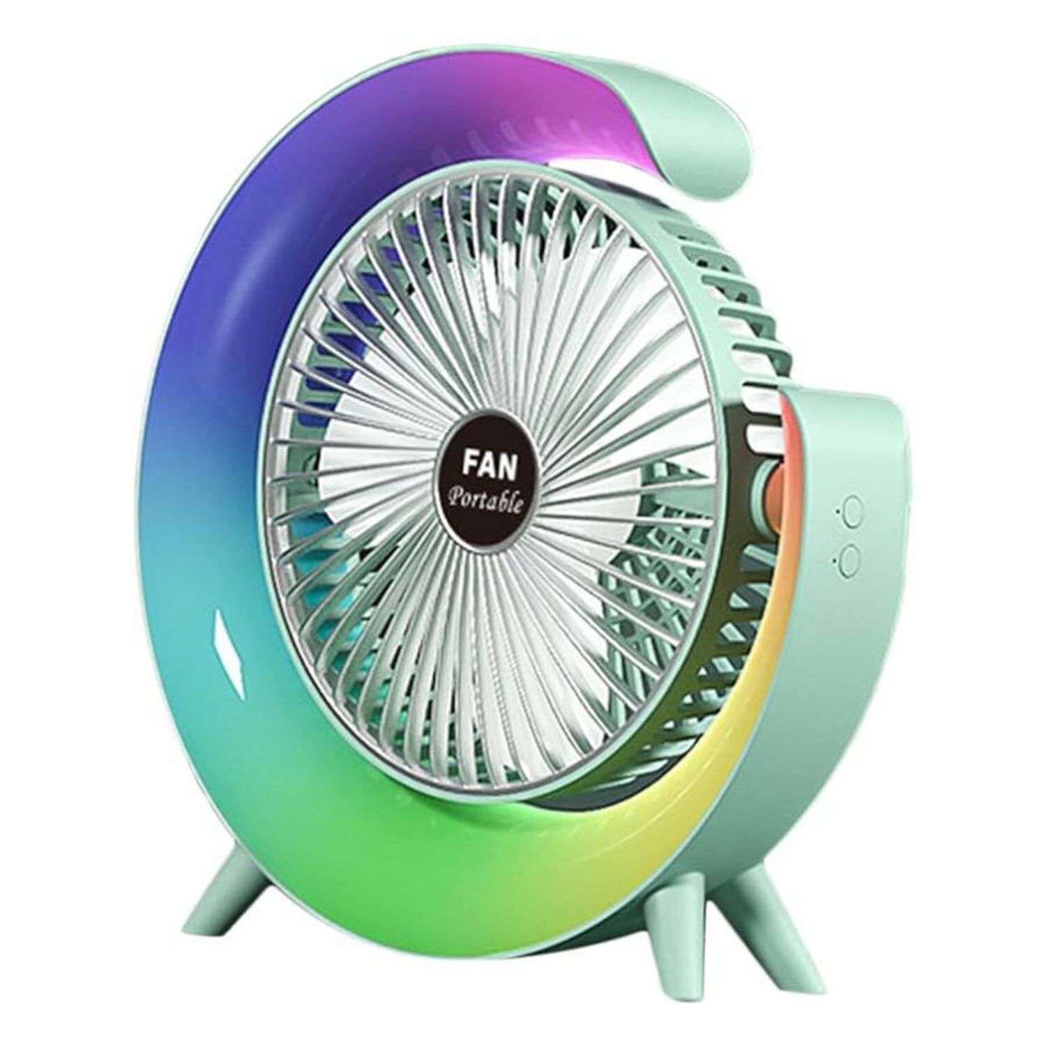 Ventilador De Escritorio Rgb Multicolor Lampara Port&aacute;til Usb image number 0.0