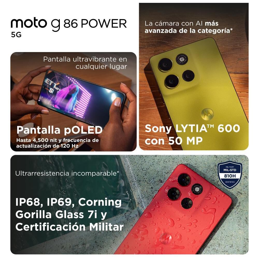 Smartphone Motorola Moto G86 Power / 5G / 256 GB / Azul / Liberado image number 5.0