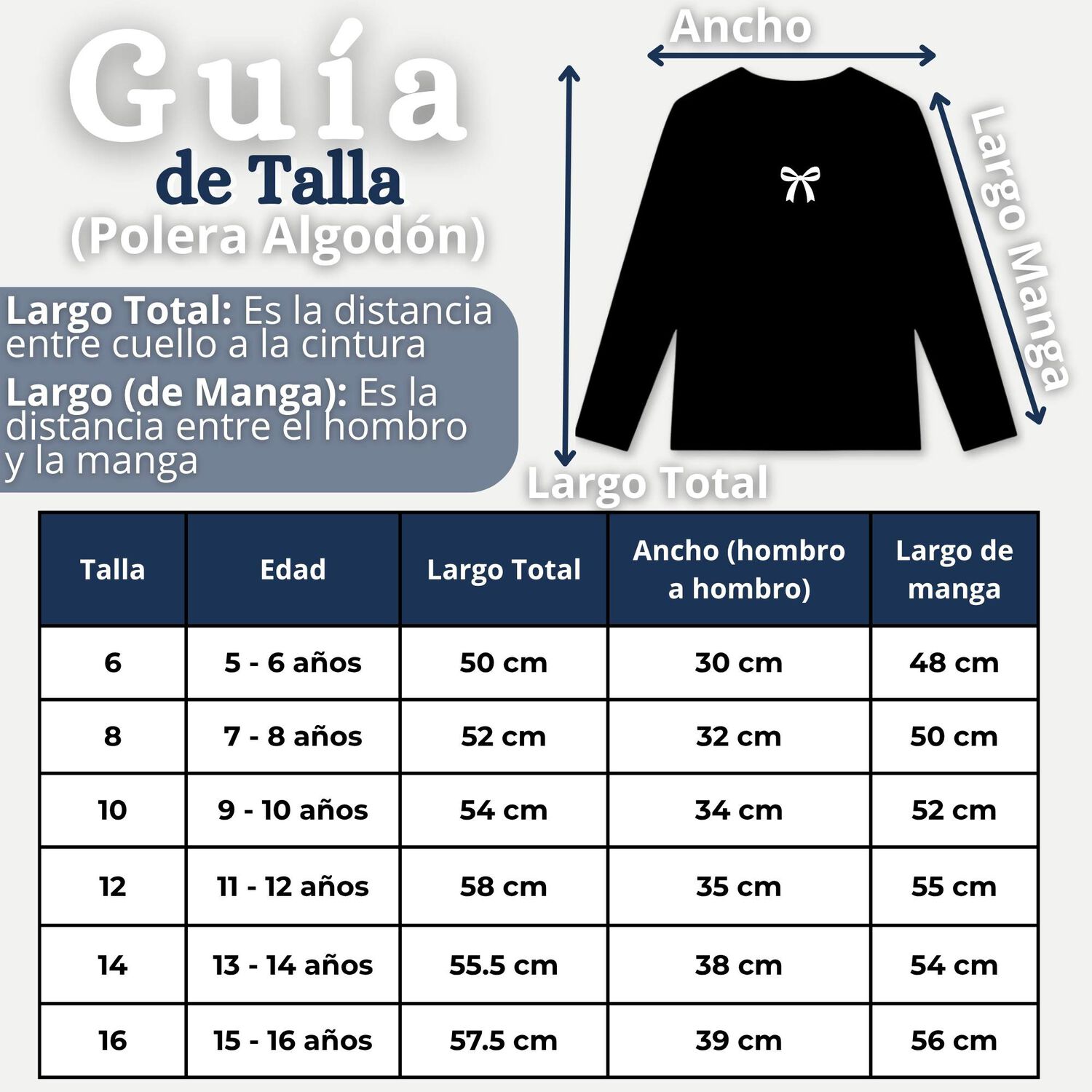 Camiseta Polera Algod&oacute;n Cuello Redondo Blanca Primera Capa Manga Larga Ni&ntilde;a image number 2.0