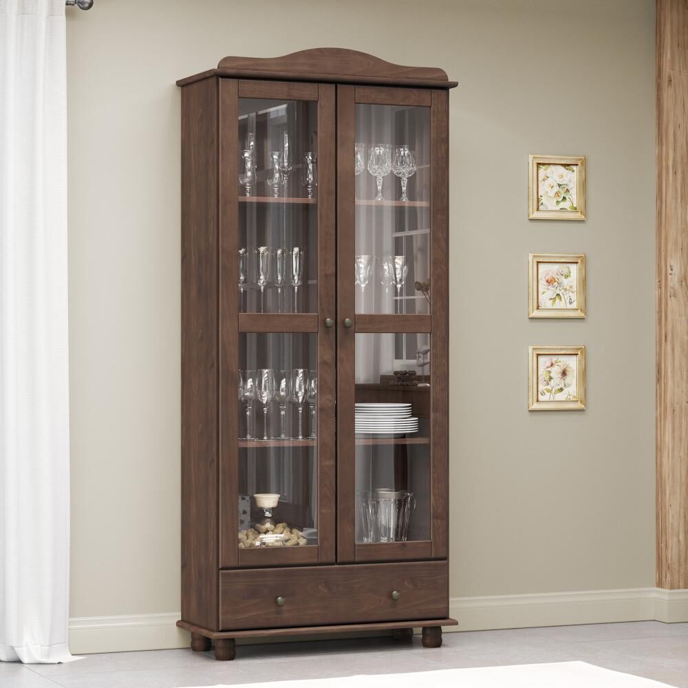 Vitrina Santa F&eacute; 2 Puertas + 1 Caj&oacute;n Caoba image number 2.0