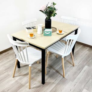 Juego De Comedor New York + 4 Sillas Windsor Blancas